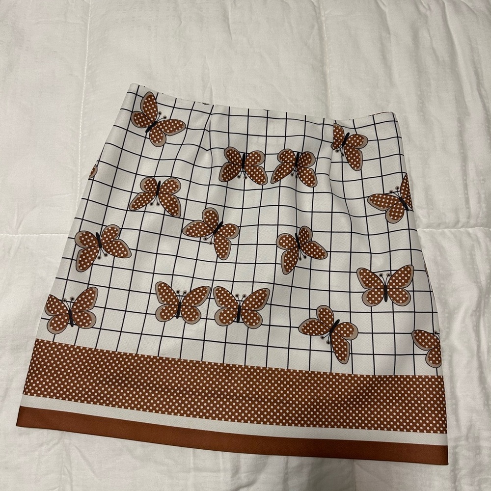Butterfly Mini Skirt - Brown and White